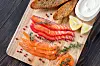 Salmon gravlax with lemon and creme fraiche