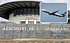 Exterior of Poitiers-Biard airport with a Ryanair plane shown in an inset image.