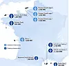 Map diagram of offshore wind sites and interconnections along the coast with labelled capacity icons.