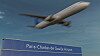 Commercial aircraft taking off above a Paris-Charles de Gaulle Airport sign.