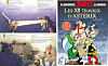 French Asterix comic cover with illustrated characters and interior panels.