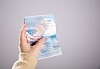 Close-up of a hand holding an American passport.