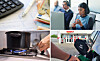 Collage showing office documents, call centre staff, a gas stove being adjusted and a car refuelling at a Beyour petrol station.