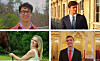 Four portrait images show people outdoors, beside a horse and in an ornate interior.
