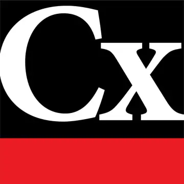 Stylised white CX logo on black, with a red band along the bottom