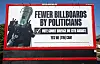 Count Binface campaign billboard in Clacton-on-Sea calling for fewer political billboards.
