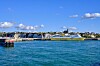 DFDS passenger ferry in Dieppe harbour, Normandy, France, on a sunny day.